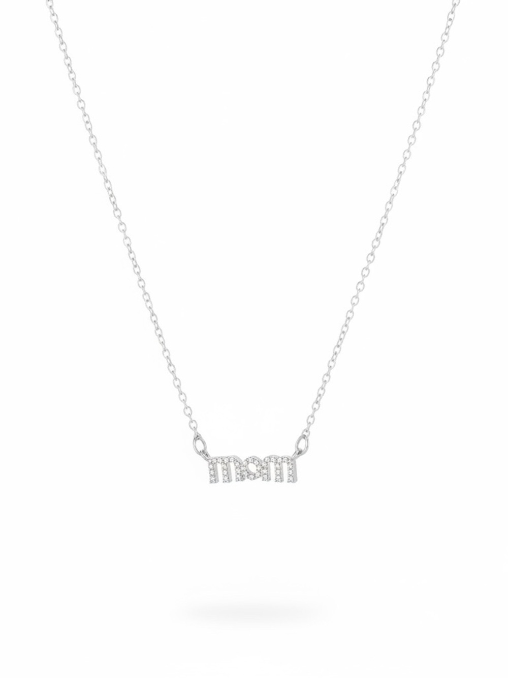 #353–❤️$5/$25❤️Silver "Mom" Pavé Pendant Necklace - Silver